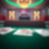 A close-up of blackjack cards laid out on a virtual table