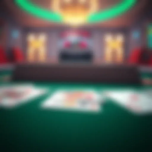 A close-up of blackjack cards laid out on a virtual table