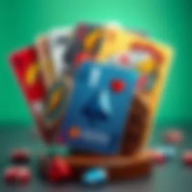 Diverse Card Designs and Themes An array of colorful card designs showcasing unique themes