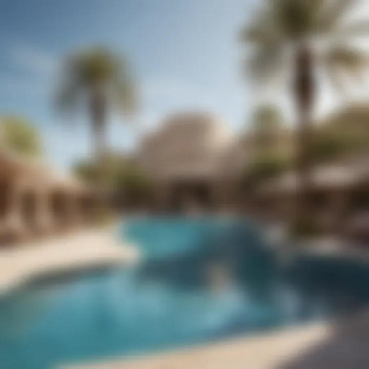 The luxurious pool area at Mandalay Bay with its sandy beach