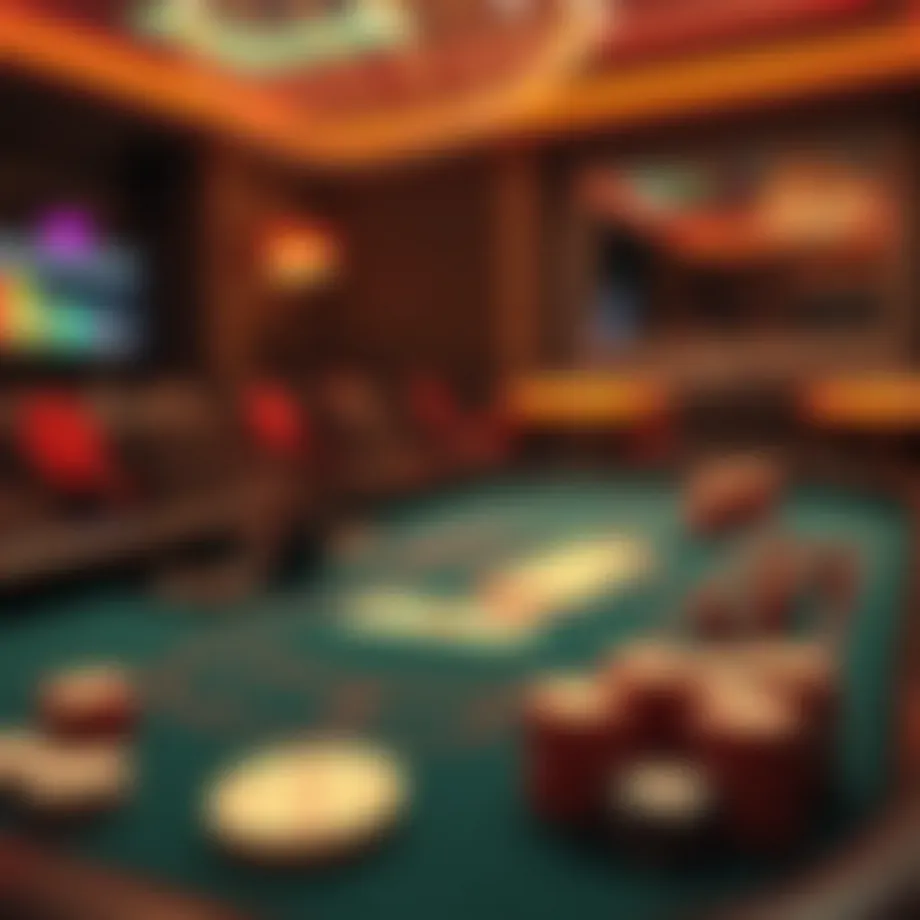 Virtual poker table setup with cards and chips