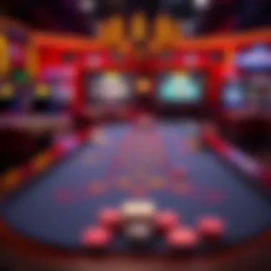 A vibrant arcade blackjack table showcasing the unique layout and design