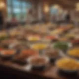 Elegant buffet display featuring various cuisines