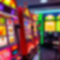 Vibrant penny slot machine with bright lights and colorful symbols