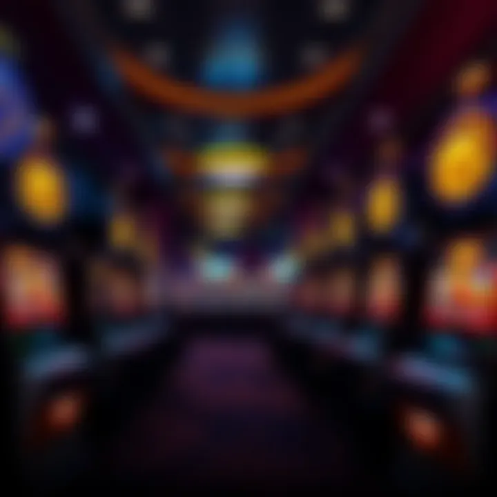 Dramatic lighting in a casino showcasing buffalo slot machines