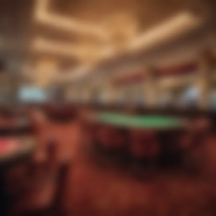 Interior of a luxurious casino showcasing gaming tables