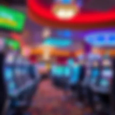 Diverse Gaming Options Inside Casino Interior gaming area filled with various slot machines and tables