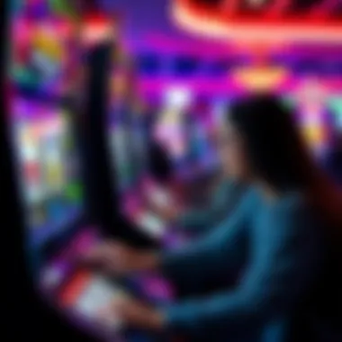 Strategic Approach to Slots Strategic gameplay on a slot machine with focused attention