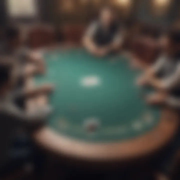 Visual representation of a competitive poker table during a tournament