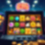Vibrant online slot game interface showcasing various symbols and themes