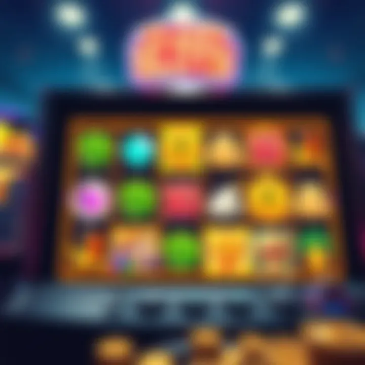 Online Slot Game Interface Vibrant online slot game interface showcasing various symbols and themes