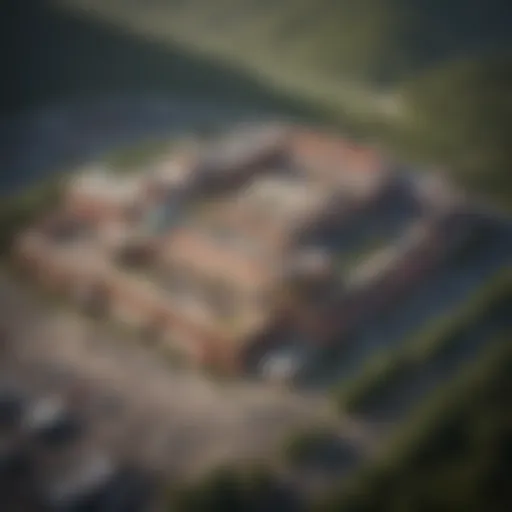 Aerial view of Harrah's Cherokee Casino surrounded by lush mountains