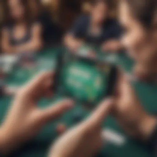 A user engaging with a poker app on a mobile device