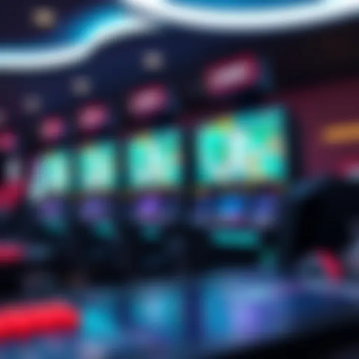 A high-tech gaming setup featuring digital interfaces