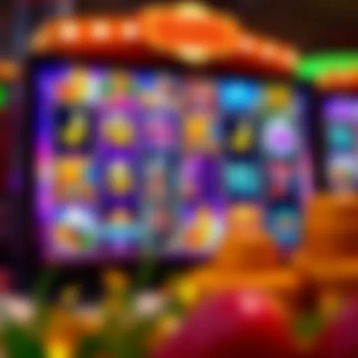 Vibrant online slot game interface showcasing various themes and features