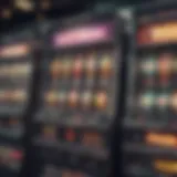 A detailed view of various slot machine types.