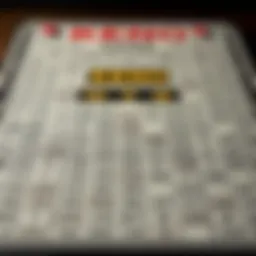 Intricate layout of a Keno board