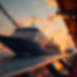 Luxurious cruise ship against a sunset