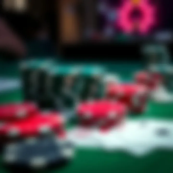 A close-up of poker chips and cards highlighting the gaming experience.