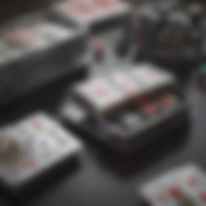 Comparison of various types of card shufflers on a table