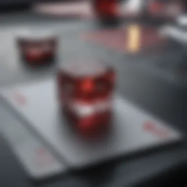 A close-up of a baccarat table with cards