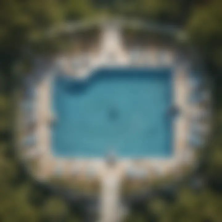 Aerial view of pools and relaxation areas at The Fontainebleau