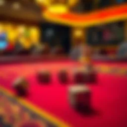 A close-up view of a vibrant gaming table with dice strategically placed for horn bets.