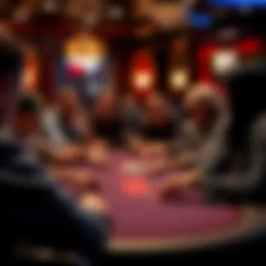 A group of players engaged in a serious poker game
