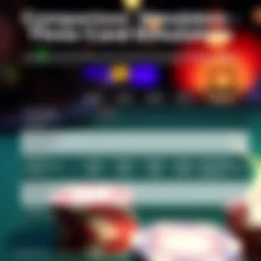 A visual comparison chart highlighting features of various Three Card Poker simulators.