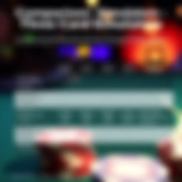 A visual comparison chart highlighting features of various Three Card Poker simulators.