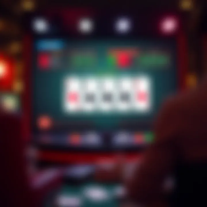 An engaging virtual Three Card Poker game interface displaying card layouts and betting options.