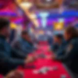 An engaging scene of players at a Treasure Island table game.