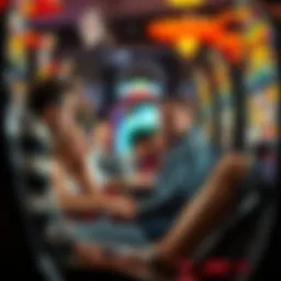 Engaging group playing video poker