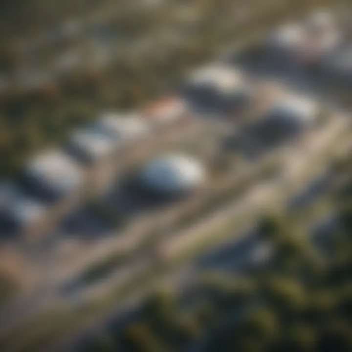 An aerial view of Fonner Park, capturing the facility and surrounding landscape in its entirety.