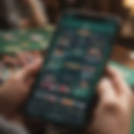 A smartphone displaying a vibrant poker app interface.