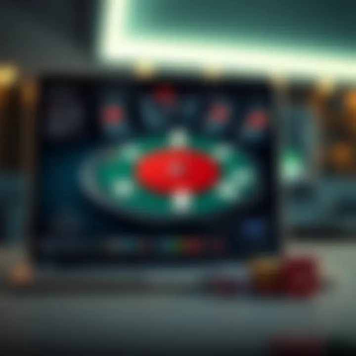 Seamless Online Poker Experience A digital interface of a poker game on a laptop screen