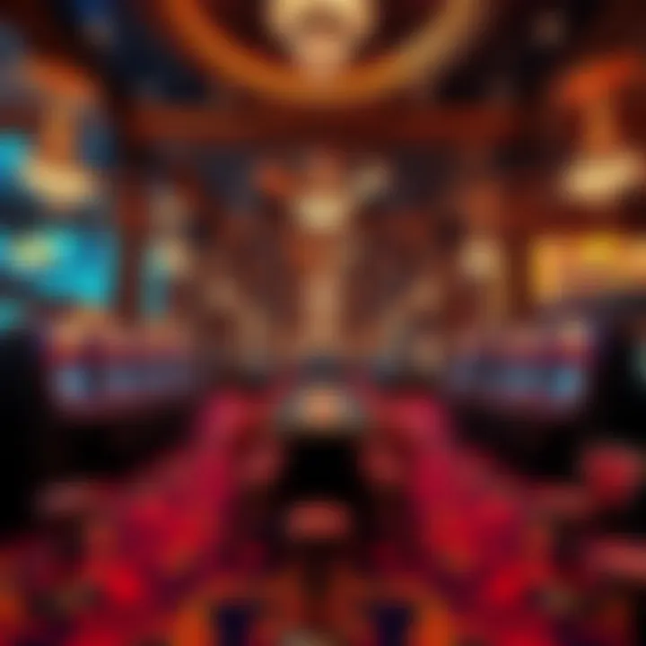 An elegant interior view of Gold Rush Casino showcasing its intricate design and vibrant gaming atmosphere