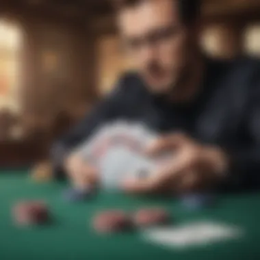 Close-up of a player's decision-making process in blackjack