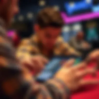 Enhancing Gameplay with Digital Tools A player using a poker calculator on a tablet during a game.