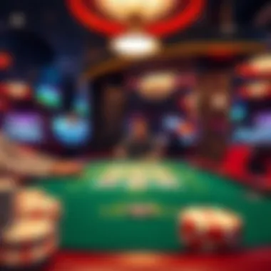 Casino environment featuring Three Card Poker game in action
