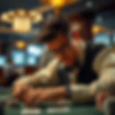 Player analyzing strategy while playing Three Card Poker