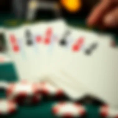 Close-up of Three Card Poker cards showcasing winning hands