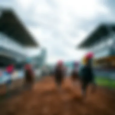 Horse racing track showcasing vibrant activity