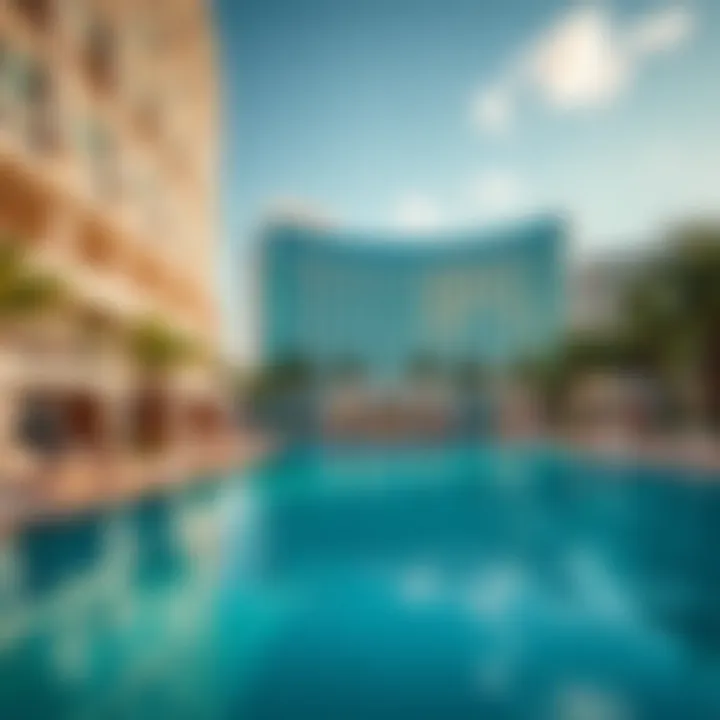 Luxurious pool area with cabanas and loungers at the resort