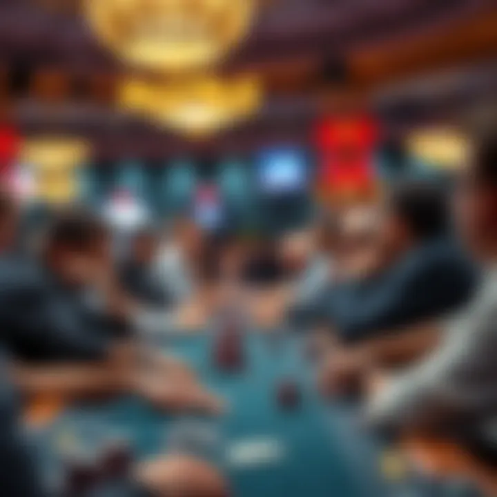 Excitement at a Poker Tournament A lively tournament in progress, showcasing excitement and strategy