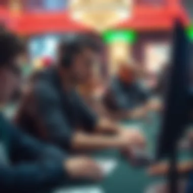 Engagement in Online Poker A digital representation of online poker players engaged in a game.