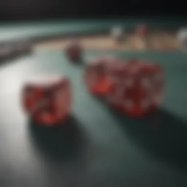 Close-up of dice being thrown in a craps game