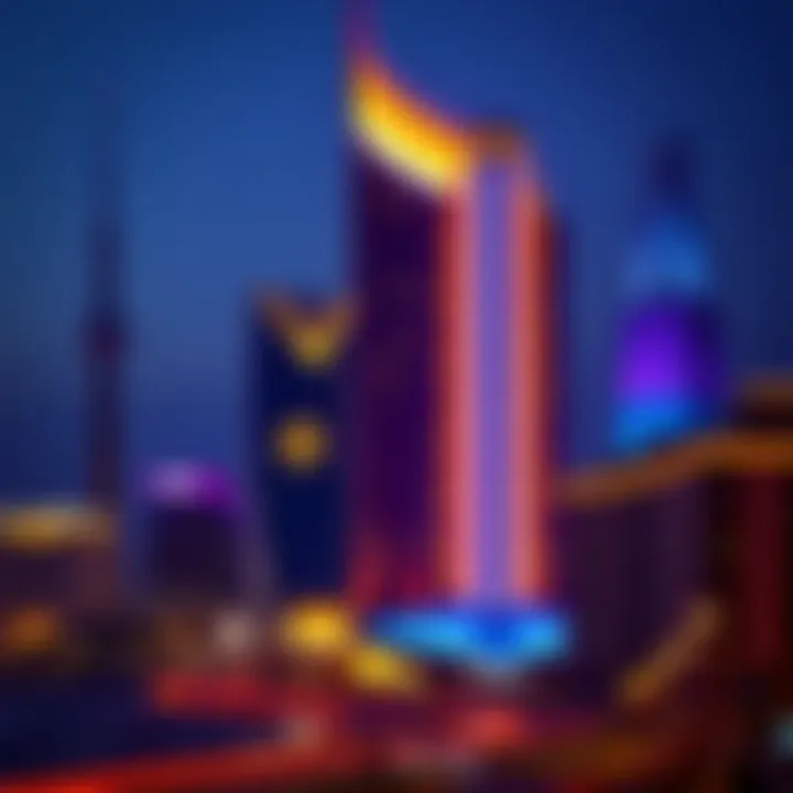 A nighttime view of The Revel illuminated against the Atlantic City skyline