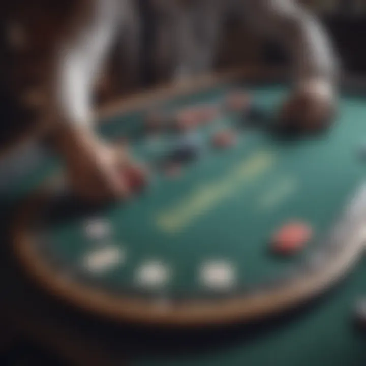 A close-up of a poker table setup with tools for strategizing.