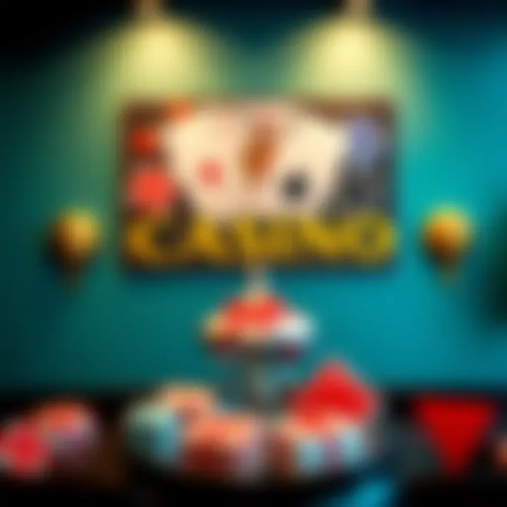 A stylish casino-themed wall art piece featuring iconic gaming symbols